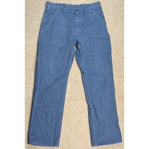 Patagonia‎ Worm Wear Men's Blue Heavy Duty Canvas Carpenter Pants Size 33
